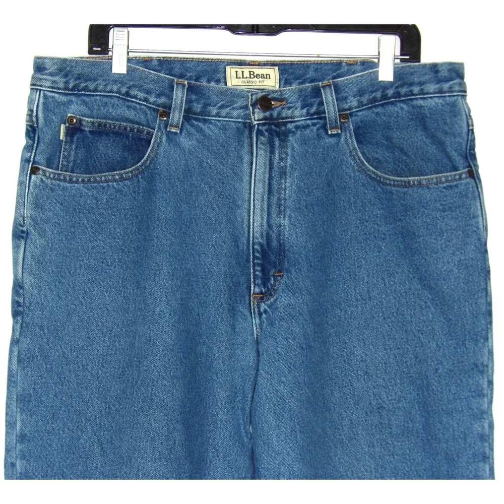 L.L. Bean 100% Cotton Flannel Lined Straight Leg Denim Jeans Men's 37 X 29